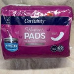 Walgreens Certainty Women's Pads, 66 Ct Regular Length, Moderate Absorbency. Fixed Price $13.99.