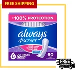 Always Discreet Adult Extra Heavy Long Length Incontinence Pads, Size (60 Ct). Fixed Price $42.29.