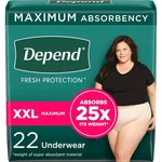 Depend Adult Incontinence Underwear For Women, Maximum Absorbency, Xxl, 22 Count. Fixed Price $27.88.