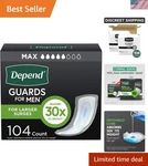 Guards Incontinence Pads For Men, Maximum Absorbency, 104 Count Packs Of 52.... Fixed Price $92.38.