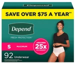 Women Depend Fresh Protection Underwear Discreet Disposable Fit S, M, L, Xl. Fixed Price $69.99.