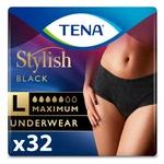 Tena Stylish Black Underwear For Women, Maximum, Large, 32 Ct. Fixed Price $59.44.