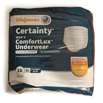 Walgreens Certainty Men Comfortlux Underwear Xl Count 16 48-64 Waist. Fixed Price $16.08.