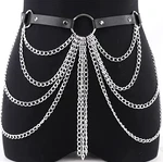 Women Pu Leather O-ring Restraint Strap Draped Harness Belt Chain Waist TO32. Fixed Price $18.00.