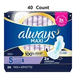 40 Pk Always Maxi Pad Size 5 Bladder Control Overnight Heavy Absorbency Leak. Fixed Price $25.98.