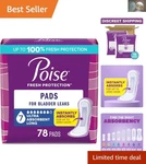 Poise Ultra Absorbent Incontinence Pads, 78 Count Odor-free & Comfortable Fit. Fixed Price $78.99.