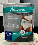 Assurance Men Incontinence Underwear Max Absorbency Size L/xl 19CT (2 Pack). Fixed Price $28.99.