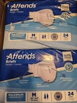 2-PACK Attends Briefs Medium (m) 32"-44" Ultimate Absorbency Incontinence 48CT. Fixed Price $19.87.