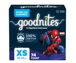 Goodnites Nighttime Bedwetting Underwear For Boys, Xs, 28-43LBS., 74CT (spiderm). Fixed Price $49.99.