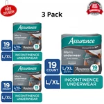 (3 Pack) Assurance Men's Incontinence Underwear, L/xl, Maximum Absorbency, 19 Ct. Fixed Price $32.99.