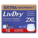 Livdry Adult Unisex Protective Diapers, Extra Absorbency, Leak Proof, 2XL, 12. Fixed Price $26.88.