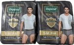 Lot Of Depends Real Fit Incontinence Briefs Mens S/m Maximum - Two 14 Ct = 28. Fixed Price $44.99.