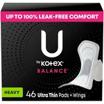 By Kotex Balance Ultra Thin Pads With Wings, Heavy Absorbency, 46 Count. Fixed Price $17.25.