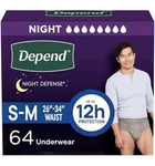 Depend Defense Adult Incontinence Underwear For Men, Overnight, S/m, 64CT. Fixed Price $49.95.