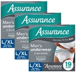 3 Packs 19 Count Assurance Men Incontinence Undies Max Absorb Size L/xl (57CT). Fixed Price $68.98.
