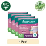 4 Pack Assurance Women's Incontinence Postpartum Underwear, S/m, Maximum, 19 Ct. Fixed Price $42.59.