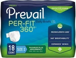 Prevail Per-fit 360 Adult Incontinent Brief Large Heavy Absorbency -18/BAG. Fixed Price $21.50.