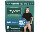 QTY133 Depend Protection Adult Incontinence Underwear Men Disposable Size S-m. Fixed Price $99.00.