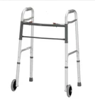 Portable Adult Nova Folding Aluminum Metal 2-BUTTON Mobility Walker 5 Wheels Euc. Fixed Price $39.95.