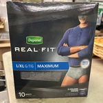Depends Real Fit Maximum Briefs For Men L/xl 3 Colors 10 Pack New In Box. Fixed Price $10.99.