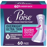 Incontinence Pads Overnight Ultra Thin Extra Absorbent Long 60 Count Poise Wings. Fixed Price $59.99.