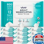 Vive Disposable Washcloths For Adults Elderly Pack - 600 Count 8X12. Fixed Price $66.48.