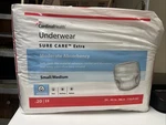 Adult UNDERWEAR-20 Ct.-cardinal Heath Sure Care Extra -sm/med 34-46 Waist). Fixed Price $5.95.