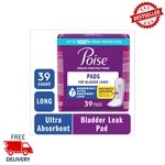 Poise Incontinence & Postpartum Pads, 7 Drop Ultra Absorbent Long Length, 39 Ct. Fixed Price $27.99.