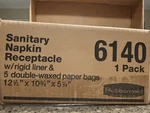 New Rubbermaid Sanitary Napkin Receptacle 6140 W/ Rigid Liner 6141 (5 Bags). Fixed Price $9.99.