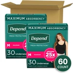 Depend Fresh Protection Womens Medium Incontinence Underwear Blush 60CT. Fixed Price $39.91.