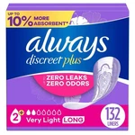 Always Discreet Adult Incontinence & Postpartum Liners For Women, Size 2. 120 Ct. Fixed Price $49.00.