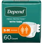 Depend Protection With Tabs Adult Diapers Small Medium 60 Count Maximum Absor.... Fixed Price $76.19.