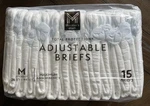 Box Of 60 Unisex Medium (26-48 Waist) Members Mark Adjustable Briefs With Tabs. Fixed Price $21.95.