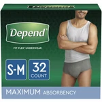 Depend Fit-flex Incontinence Underwear For Men, Small/medium, Gray 32 Count. Fixed Price $29.28.