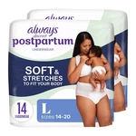 (2 Pack) Always Discreet Postpartum Underwear For Women, Soft, Large, 14 Count. Fixed Price $25.88.