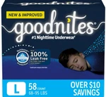Large Goodnites Nighttime Bedwetting Underwear For Boys 68 - 95 Lb 58 Count. Fixed Price $61.99.