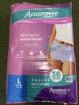 Assurance Womens Incontinence Postpartum Underwear L Maximum Absorbency 36 Count. Fixed Price $15.00.