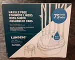 Lunderg Commode Liners With Absorbent Pads Box Of 75. Fixed Price $45.00.