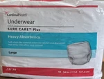 Cardinal Health Underwear Surecare Plus Heavy Absorbency - Size Large 18 Count. Fixed Price $8.00.