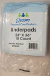 Secure - Personal Care Products SP13150 23" X 36" Underpads 10 Count. Fixed Price $12.99.
