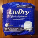 Livdry Adult Xxxl Incontinence Underwear, Overnight Absorbency, Leak Proof 11 Pk. Fixed Price $9.99.