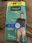 Nip Depend Men Underwear Sz Xl 44 To 54 In. Max ABSOR/26 Ct./odorblock/sanitar. Fixed Price $23.00.