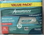 Assurance Unisex Premium Underpad For Adults, Xl Maximum Absorbency (30 Count). Fixed Price $22.90.