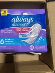 Always Discreet Incontinence Pads, Moderate Absorbency, Regular Length, 2X66CT. Fixed Price $29.99.