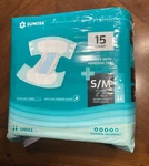 Sunkiss Disposable Incontinence Brief 15 Count S/m Fits Waist 26-34" Extra Soft. Fixed Price $22.99.