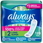Feminine Pads Ultra Thin Long Super Absorbency Size 120 Count Always Without. Fixed Price $46.99.