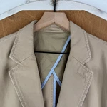 J Crew Blazer Mens Large (42R) Tan 3 Button Cotton Sport Coat Butterfly Liner. Fixed Price $28.50.