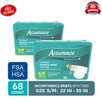 2 Pack Assurance Unisex Stretch Briefs With Tabs S/m 34 Count Each, Total 68 Ct. Fixed Price $39.99.