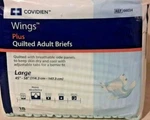 Covidien Wings Quilted Adult Briefs With Adjustable Tabs Heavy Absorbency Large. Fixed Price $7.70.