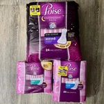 Poise Pads Incontinence Postpartum Extra Absorbency Overnight Mixed Lot 74 Count. Fixed Price $39.88.